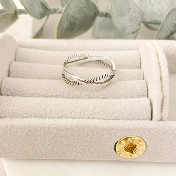 925 Sterling Silver Criss Cross Ring Dainty Layer Ring Stack Ring Band - Picture 7 of 9